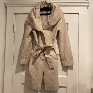 Tahari Tan Double Faced Belted In Between Season Coat. Light weight but warm.